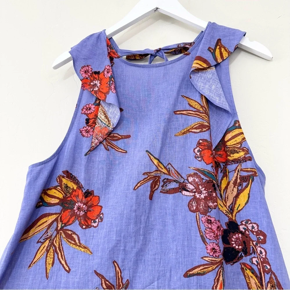 Free People Summer in Tulum Linen Blend Tunic Blue